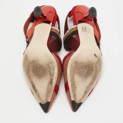 Fendi Multicolor Canvas and Mesh Colibri Slingback Pumps Size 41