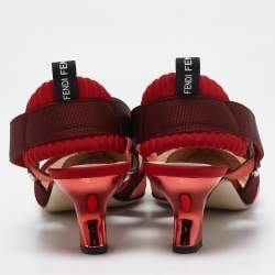 Fendi Multicolor Canvas and Mesh Colibri Slingback Pumps Size 41