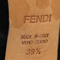 Fendi Black Suede and Leather Peep Toe Platform Slingback Pumps Size 39.5