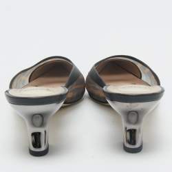 Fendi Black/Brown Zucca Mesh Colibri Heel Mules Size 40