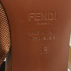 Fendi Brown/White Zucca PVC and Fabric Colibri Slingback Pumps Size 38