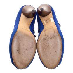 Pre Owned Fendi Cobalt Blue Suede Cut Out Booties Size 37