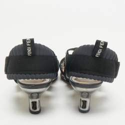 Pre Owned Fendi Black Leather and Zucca PVC Colibri Slingback Pumps Size 37