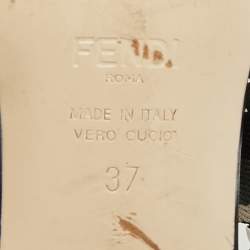 Pre Owned Fendi Black Leather and Zucca PVC Colibri Slingback Pumps Size 37