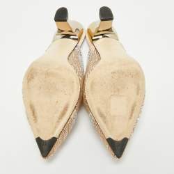 Fendi Beige Mesh Crystal Embellished Colibri Heel Mules Size 35