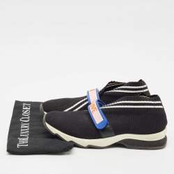 Fendi Black Knit Fabric Rockoko Low Top Sneakers Size 38