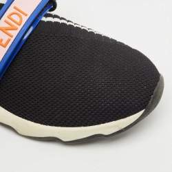 Fendi Black Knit Fabric Rockoko Low Top Sneakers Size 38