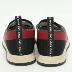 Fendi Tricolor Zucca Mesh and Leather Runway Slip On Sneakers Size 38