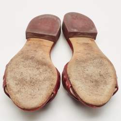 Fendi Burgundy FF Embossed Leather Slide Sandals Size 36