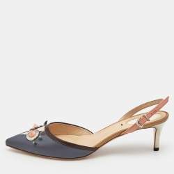 Fendi Multicolor Leather Studded Monster Slingback Sandals Size 38.5