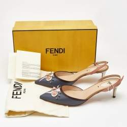 Fendi Multicolor Leather Studded Monster Slingback Sandals Size 38.5