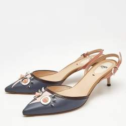 Fendi Multicolor Leather Studded Monster Slingback Sandals Size 38.5