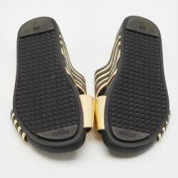 Fendi Black/Gold Leather Slide Flat Sandals Size 37.5
