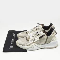 Fendi White Mesh and Suede Flow Sneakers Size 41