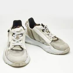 Fendi White Mesh and Suede Flow Sneakers Size 41