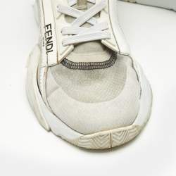 Fendi White Mesh and Suede Flow Sneakers Size 41