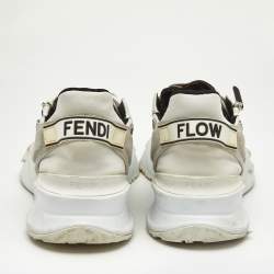 Fendi White Mesh and Suede Flow Sneakers Size 41