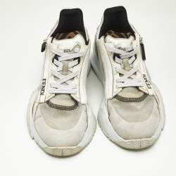 Fendi White Mesh and Suede Flow Sneakers Size 41
