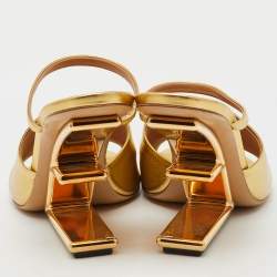 Pre Owned Fendi Gold Leather Fendi First Slide Sandals Size 41