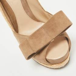 Fendi Beige/Brown Suede And Jute Bow Detail Peep Toe Platform Pumps Size 39