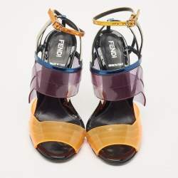 Fendi Multicolor PVC and Leather Iridia Sandals Size 36