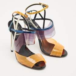 Fendi Multicolor PVC and Leather Iridia Sandals Size 36