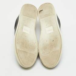 Pre Owned Fendi Black Leather Rockoclick Slip On Sneakers Size 39