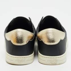 Pre Owned Fendi Black Leather Rockoclick Slip On Sneakers Size 39