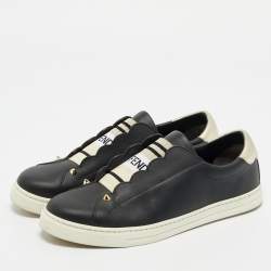 Pre Owned Fendi Black Leather Rockoclick Slip On Sneakers Size 39