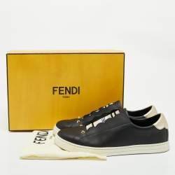Pre Owned Fendi Black Leather Rockoclick Slip On Sneakers Size 39