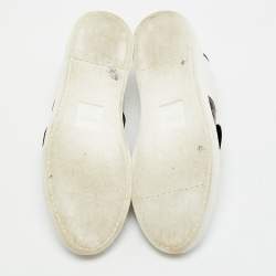 Fendi White/Brown Leather FF Buckle Low Top Sneakers Size 37