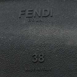 Pre Owned Fendi Pink and Beige Stripes Knit Fabric Sneaker Boots Size 38