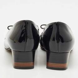 Fendi Black/Beige Leather Cap Toe Bow Detail Pumps Size 38
