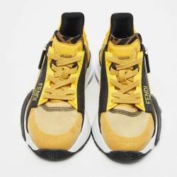 Fendi Yellow Mesh and Suede Flow Sneakers Size 36