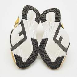 Fendi Yellow Mesh and Suede Flow Sneakers Size 36