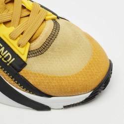 Fendi Yellow Mesh and Suede Flow Sneakers Size 36