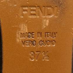 Fendi Brown/Black Zucca Canvas And Leather Bow Cap Toe Ballet Flats Size 37.5