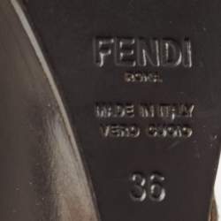 Fendi Brown Zucca Coated Canvas Motif Logo Wedge Ankle Strap Sandals Size 36