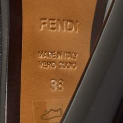 Pre Owned Fendi Black Leather Logo Loafer Platform Pumps Size 38