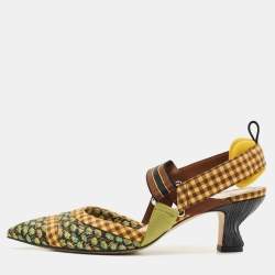 Fendi Multicolor Fabric Colibri Pointed Toe Slingback Pumps Size 40