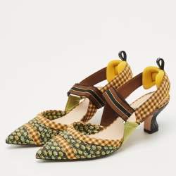 Fendi Multicolor Fabric Colibri Pointed Toe Slingback Pumps Size 40