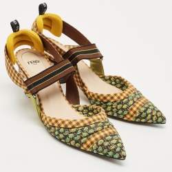 Fendi Multicolor Fabric Colibri Pointed Toe Slingback Pumps Size 40