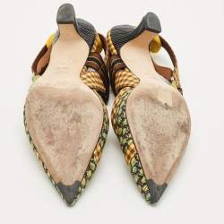 Fendi Multicolor Fabric Colibri Pointed Toe Slingback Pumps Size 40