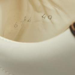 Pre Owned Fendi White/Brown Leather FF Buckle Strap Pearland Slip On Sneakers Size 40