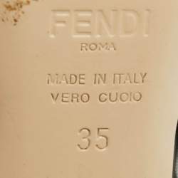 Pre Owned Fendi White/Black Zucca Canvas and Leather Colibri Slingback Pumps Size 35