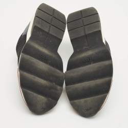 Pre Owned Fendi Black/Burgundy Mesh and Suede Pearl Technical Slip On Sneakers Size 37