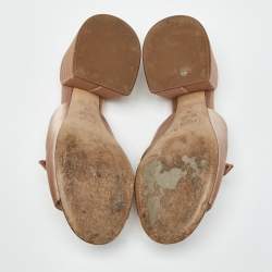 Pre Owned Fendi old Rose Satin FF Slide Sandals Size 38