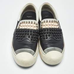Pre Owned Fendi Multicolor Leather Studded Karlito Slip On Sneakers Size 39