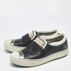 Pre Owned Fendi Multicolor Leather Studded Karlito Slip On Sneakers Size 39