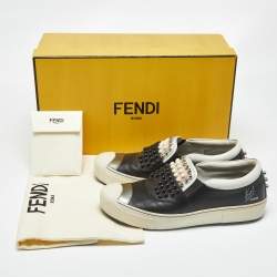 Pre Owned Fendi Multicolor Leather Studded Karlito Slip On Sneakers Size 39